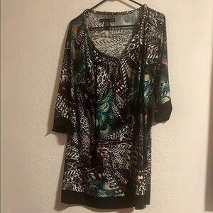 JULIAN CHANG Colorful Patterned Tunic Top